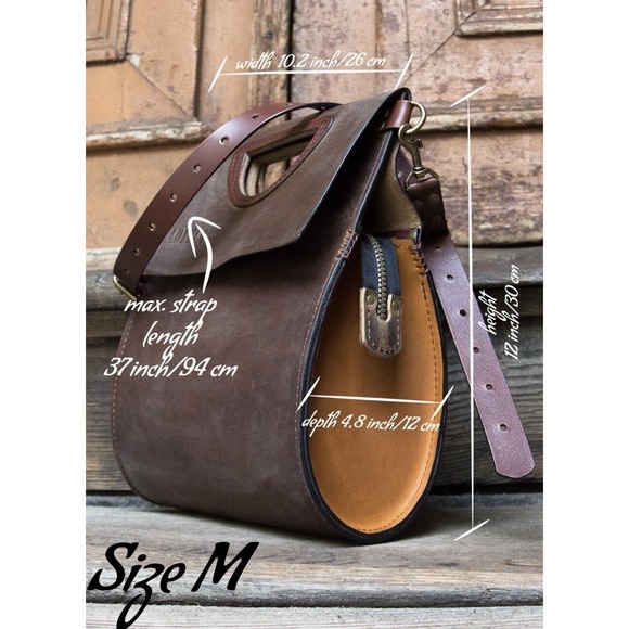 Ladybuq Handmade Poland Leather Oversized Leather Tote Shoulder Bag Plum - Picture 15 of 15